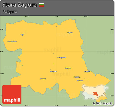 Savanna Style Simple Map of Stara Zagora, single color outside
