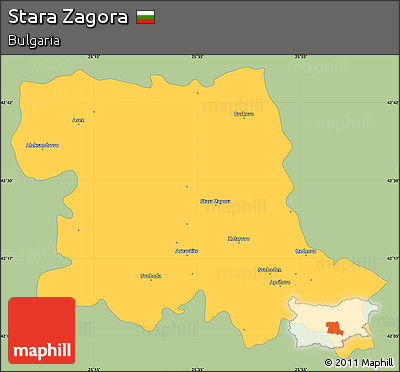 Savanna Style Simple Map of Stara Zagora, single color outside