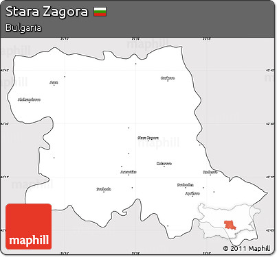 Silver Style Simple Map of Stara Zagora, cropped outside