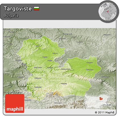 Physical 3D Map of Targoviste, semi-desaturated