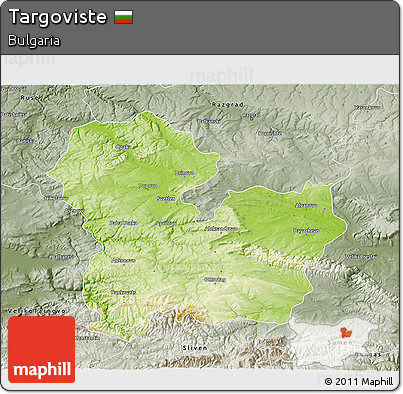 Physical 3D Map of Targoviste, semi-desaturated
