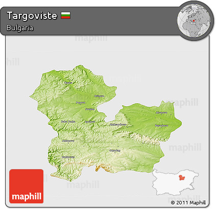 Physical 3D Map of Targoviste, single color outside