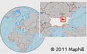 Gray Location Map of Targoviste, highlighted country, hill shading