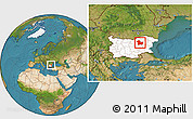 Satellite Location Map of Targoviste, highlighted country