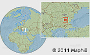 Savanna Style Location Map of Targoviste, hill shading