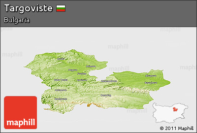 Physical Panoramic Map of Targoviste, single color outside