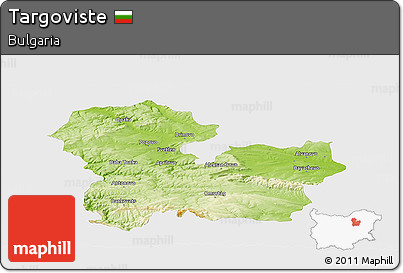 Physical Panoramic Map of Targoviste, single color outside