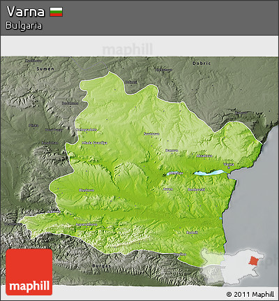 Physical 3D Map of Varna, darken, semi-desaturated