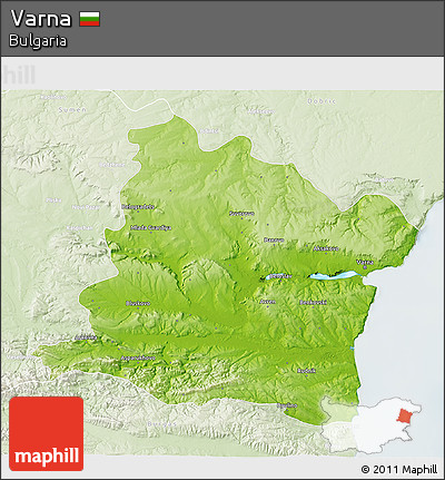Physical 3D Map of Varna, lighten