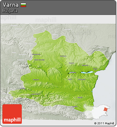 Physical 3D Map of Varna, lighten, semi-desaturated