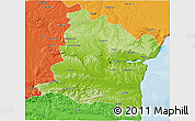 Physical 3D Map of Varna, political outside