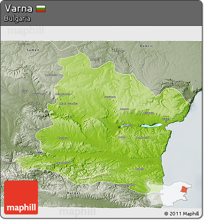 Physical 3D Map of Varna, semi-desaturated