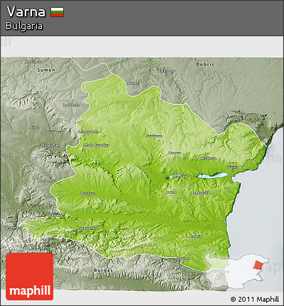 Physical 3D Map of Varna, semi-desaturated