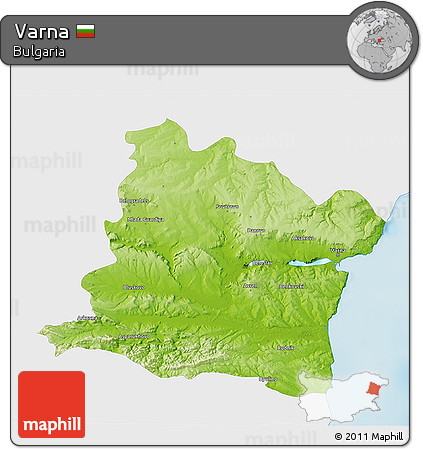 Physical 3D Map of Varna, single color outside