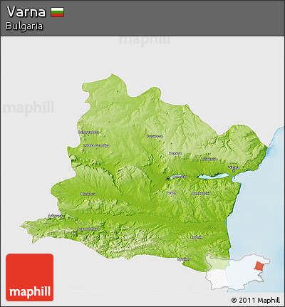 Physical 3D Map of Varna, single color outside