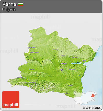 Physical 3D Map of Varna, single color outside