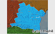 Political 3D Map of Varna, darken