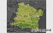 Satellite 3D Map of Varna, darken, desaturated