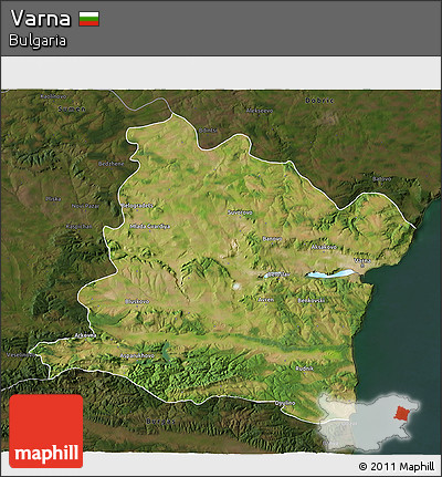 Satellite 3D Map of Varna, darken