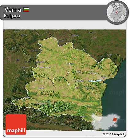 Satellite 3D Map of Varna, darken