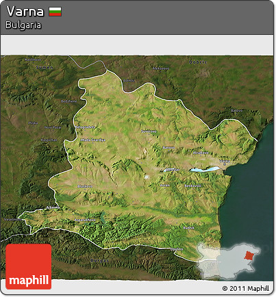 Satellite 3D Map of Varna, darken