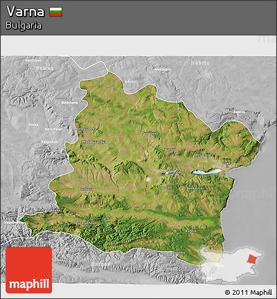 Satellite 3D Map of Varna, lighten, desaturated