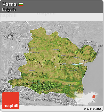 Satellite 3D Map of Varna, lighten, desaturated
