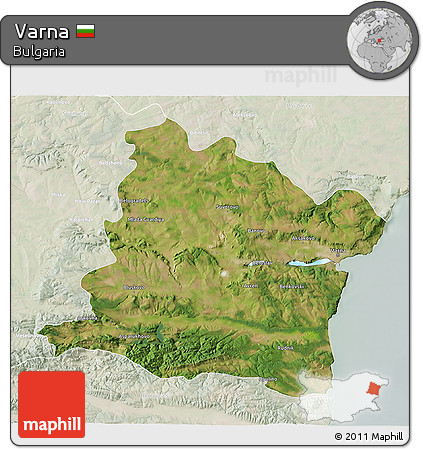 Satellite 3D Map of Varna, lighten