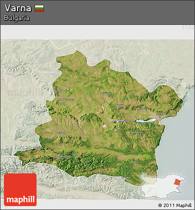 Satellite 3D Map of Varna, lighten