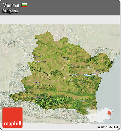 Satellite 3D Map of Varna, lighten
