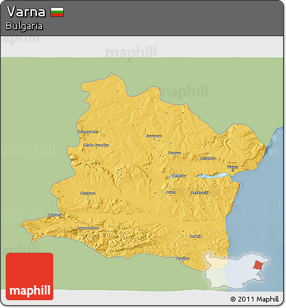 Savanna Style 3D Map of Varna, single color outside