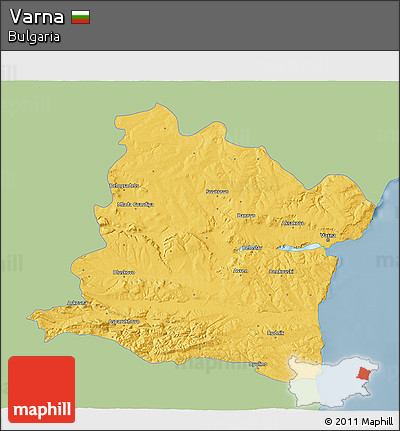 Savanna Style 3D Map of Varna, single color outside