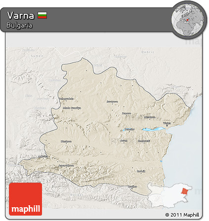 Shaded Relief 3D Map of Varna, lighten