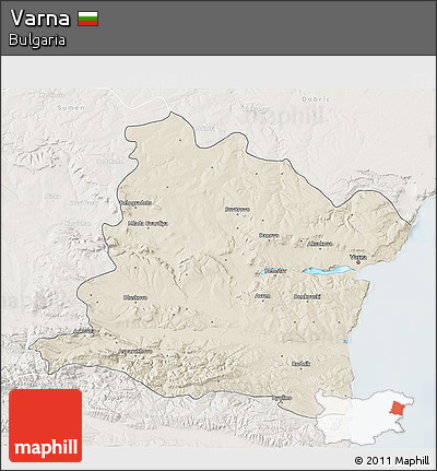 Shaded Relief 3D Map of Varna, lighten