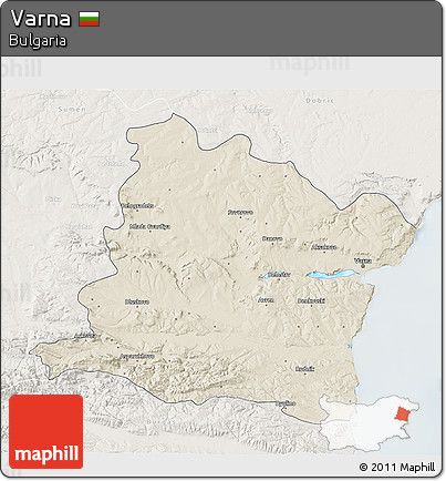 Shaded Relief 3D Map of Varna, lighten