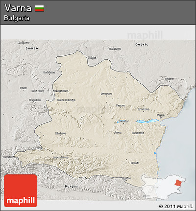 Shaded Relief 3D Map of Varna, semi-desaturated
