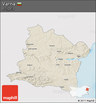 Shaded Relief 3D Map of Varna, single color outside