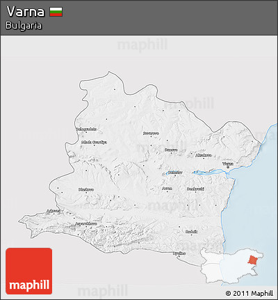 Silver Style 3D Map of Varna, single color outside