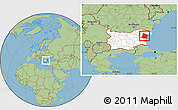 Savanna Style Location Map of Varna, highlighted country, within the entire country