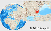 Shaded Relief Location Map of Varna