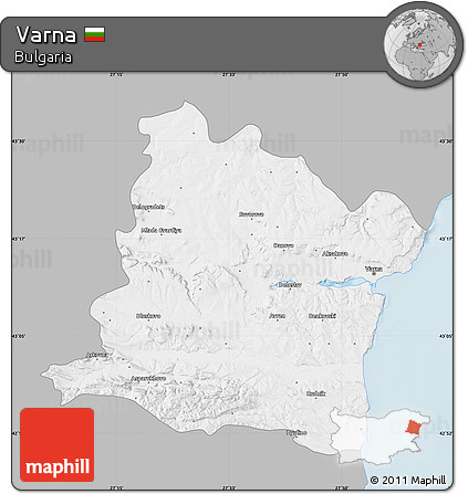 Gray Map of Varna, single color outside