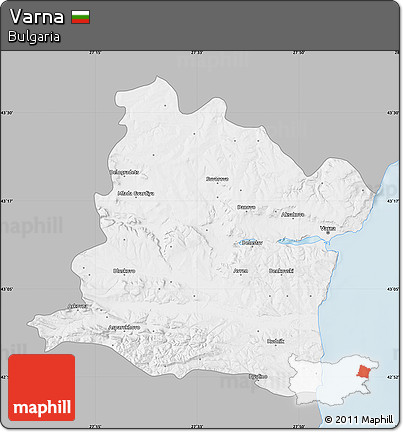 Gray Map of Varna, single color outside