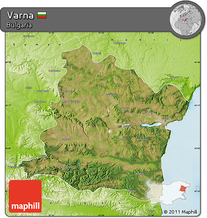 Satellite Map of Varna, physical outside