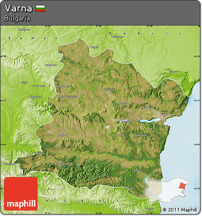 Satellite Map of Varna, physical outside