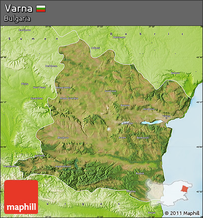 Satellite Map of Varna, physical outside