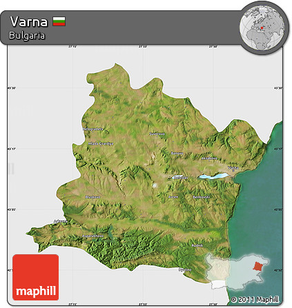 Satellite Map of Varna, single color outside