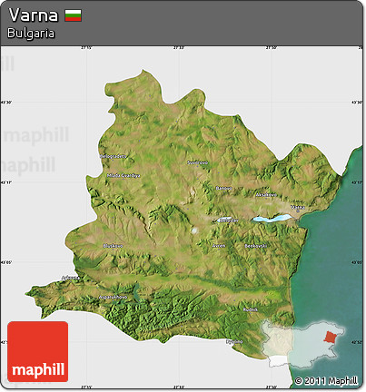 Satellite Map of Varna, single color outside