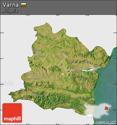 Satellite Map of Varna, single color outside