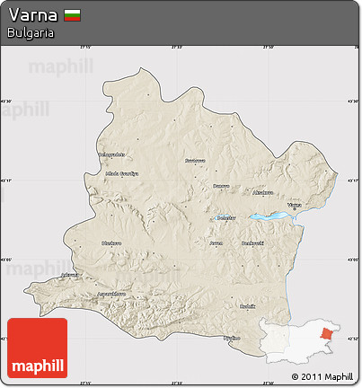 Shaded Relief Map of Varna, cropped outside