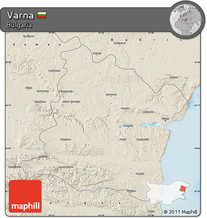 Shaded Relief Map of Varna